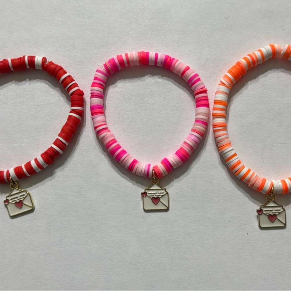 Colorful Heart Charm Bracelet Set